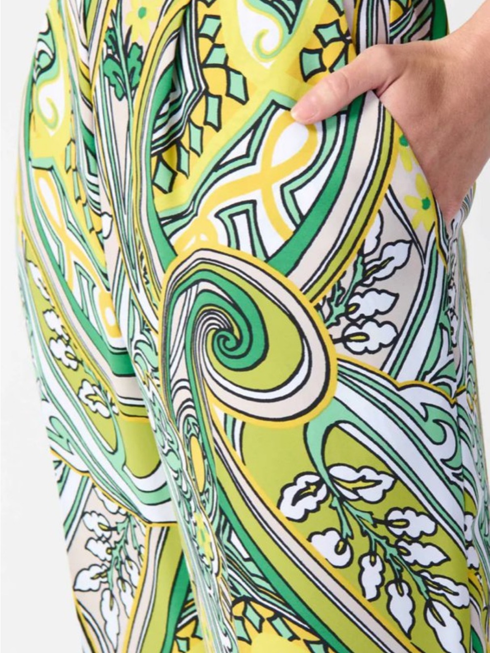 Joseph Ribkoff Vanilla/Multi Paisley Print Crop Pants Style